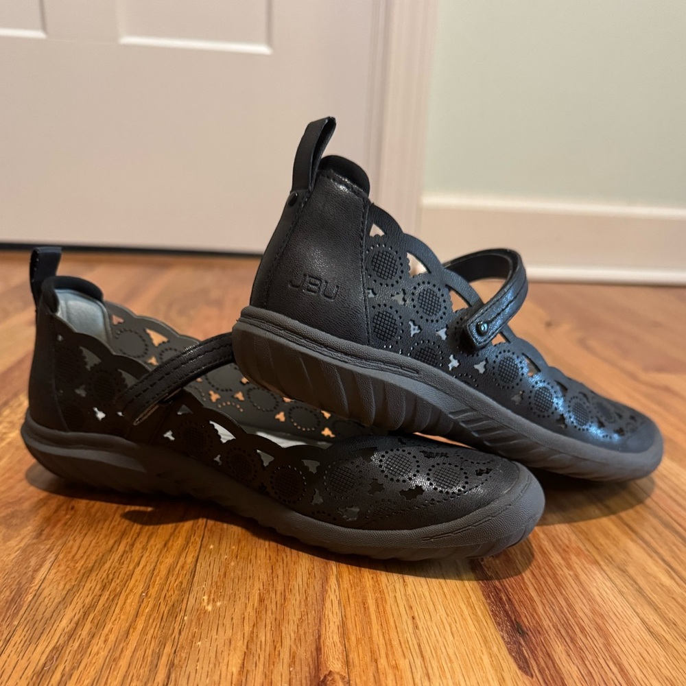 JBU Black Laser-Cut Mary Jane Flat - Picture 3 of 11